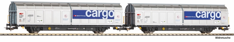 PIKO 28309 - H0 - 2-tlg. Set Schiebewandwagen, Hbbillnss, SBB Cargo, Ep. VI